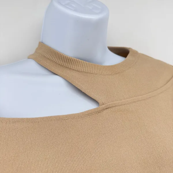 Michael Costello x REVOLVE Beige Tan Cut Out Oversized Cropped Sweater XS Top - Image 5