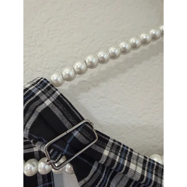 Hot Topic Plaid Overalls Size Medium Black White Academia Grunge Punk Goth - Image 9