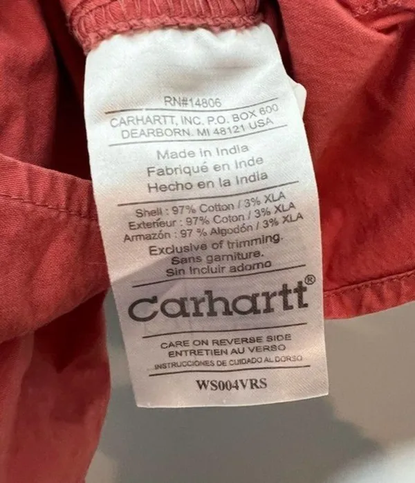 Carhartt Shirt Womens Red Poplin Snap Front Sleeveless Collared Blouse sz small - Image 6
