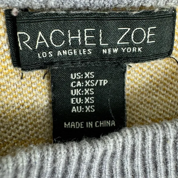 Rachel Zoe Plaid‎ Long Sleeve Thick Knit Round Neck Pullover Sweater Size XS - Image 3