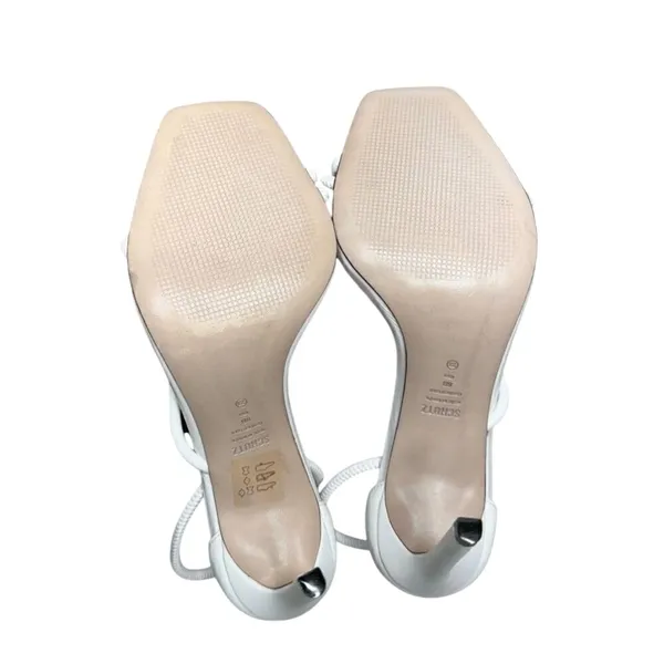 Schutz White Leather Strappy Square Toe Stiletto Sandals Heels Size 8B - Image 8