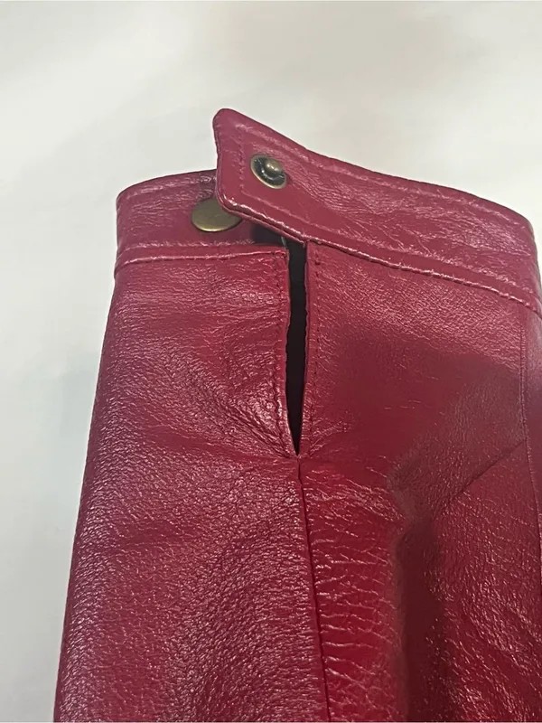 Boutique Europa Women’s Burgundy Genuine Leather Full Zip Jacket Coat Size 8 - Image 6