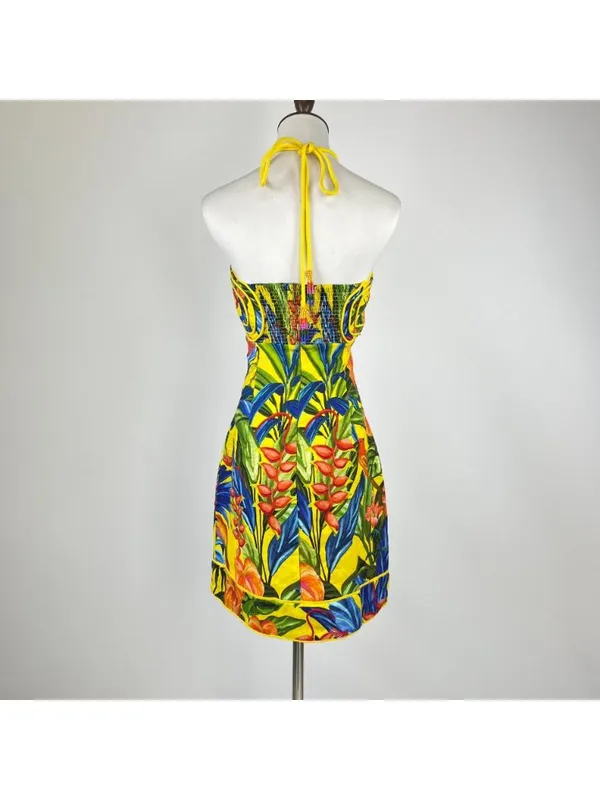 NWOT Farm Rio Bright Nature Linen Halter Mini Dress Size XS - Image 8