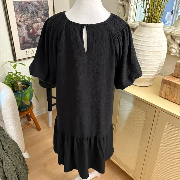 Z SUPPLY Remy Drop Waist Texture Dress In‎ Black Size Medium - Image 4