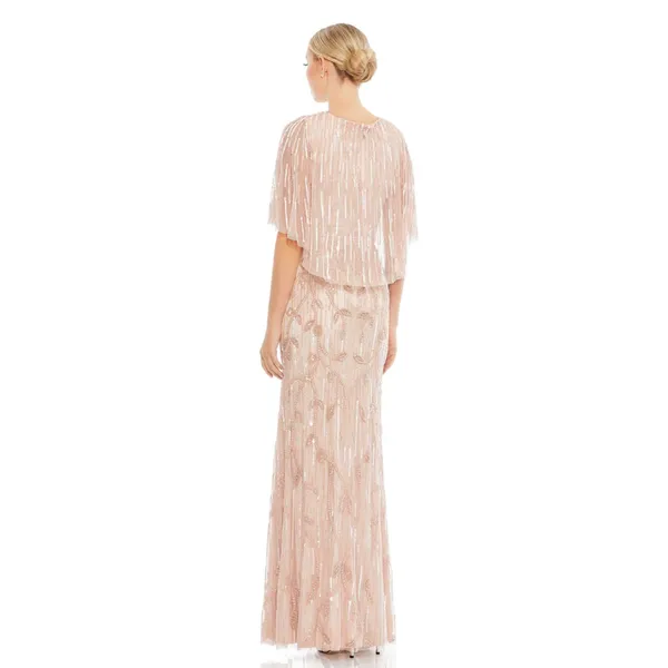 Mac‎ Duggal Embellished Cap Sleeve Sequin Flutter Sleeve Column Gown - NWT - Image 3