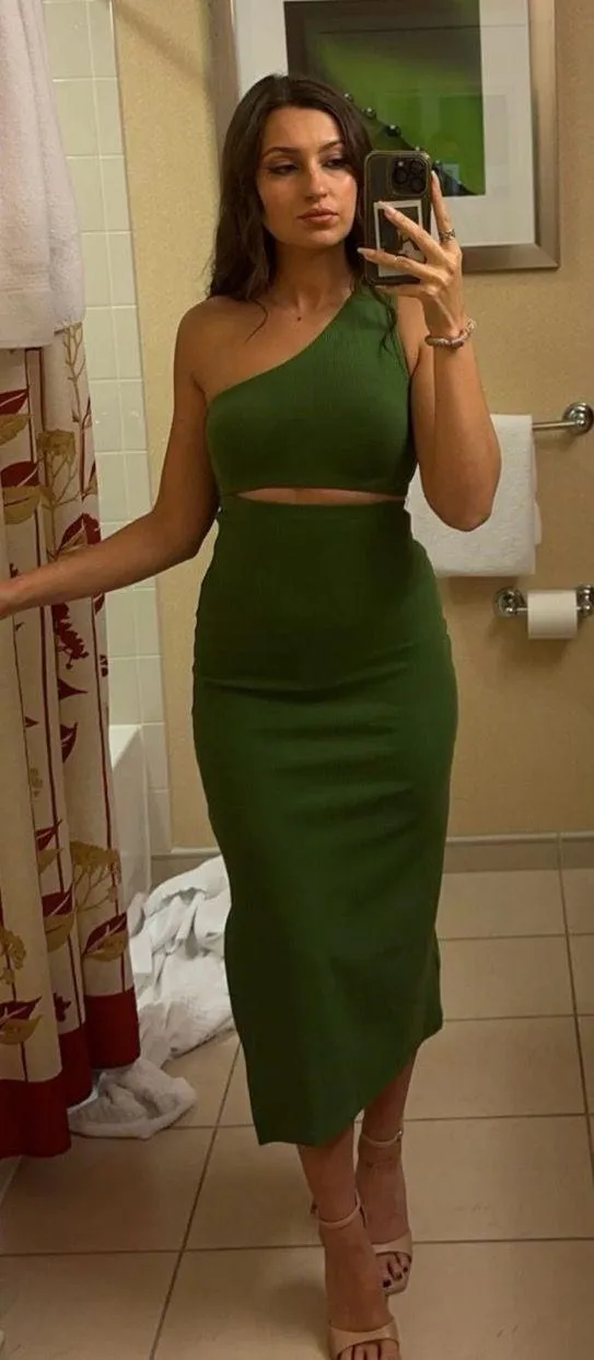 Green Cut-Out Midi Dress - Image 2