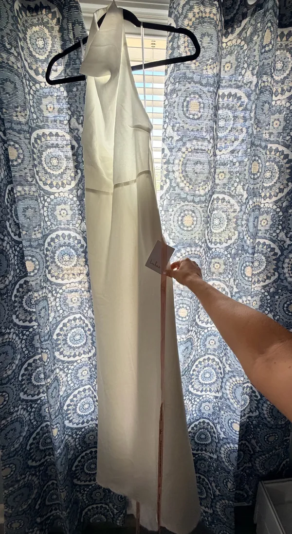 Lulus white satin halter backless maxi dress - Image 6