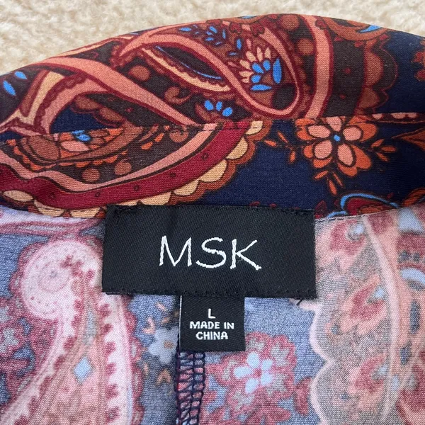 MSK Paisley Print Casual A-line Sheath Long Sleeve Dress Size Large - Image 7