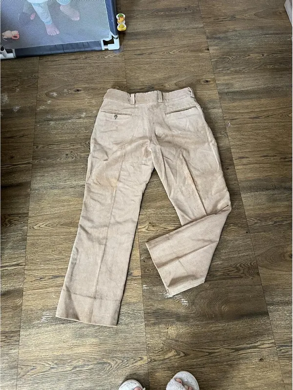 Vintage 90s Beige Corduroy Straight Leg Pants size 38 🤎 - Image 4