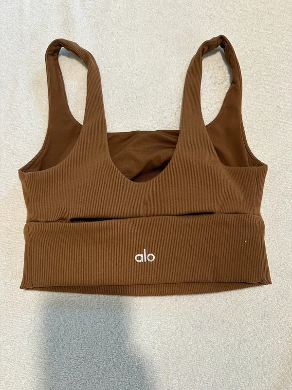 Alo Yoga brown slit bralette top size s - Image 2
