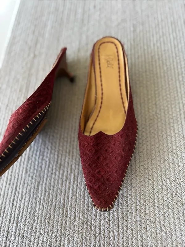 J. Jill Burgundy Textured Pointed Toe Slip-On Kitten Heels Mules 8.5 - Image 7