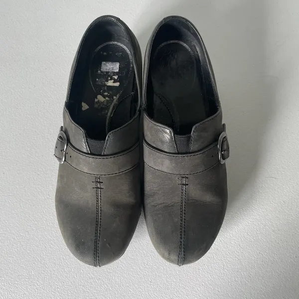 Dansko Tamara Slip-On Clogs Shoes Buckle Black Gray Suede Leather Women's 37 - Image 8