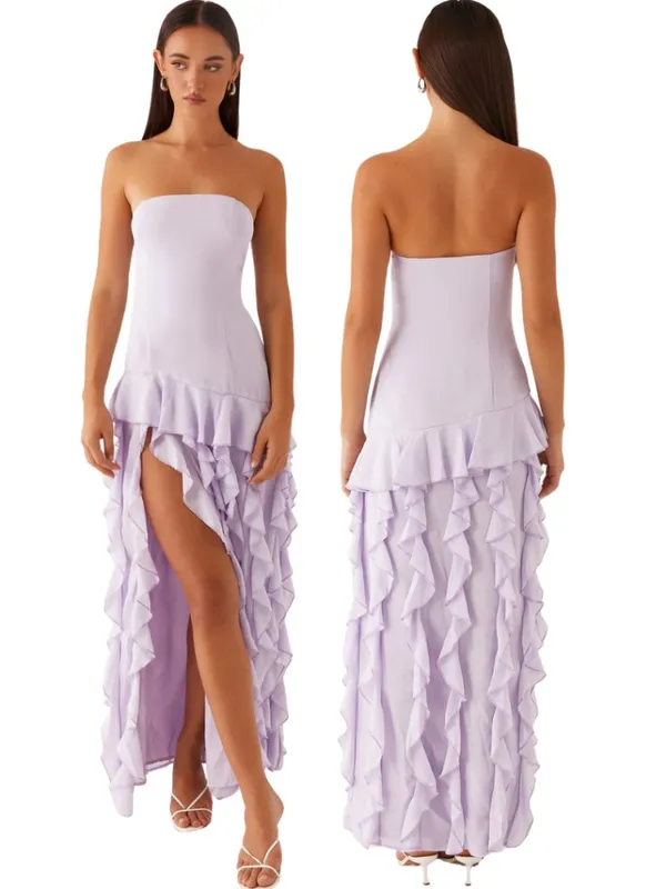 Peppermayo Firefly Maxi Dress Womens 6 Lilac Purple Ruffles Slit Fairy Party NWT - Image 2