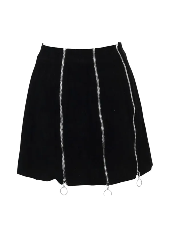 Deadstock: new Valfre ꥟ Lasso Mini Skirt ꥟ Black ꥟ Silver Zippers All Over ꥟ M ꥟ - Image 6