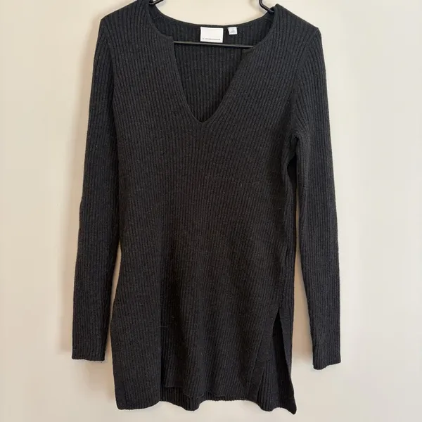 Anthropologie Ett Twa Sweater Ribbed XS Gray Charcoal Pullover Long Sleeve - Image 4