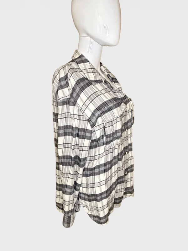 American Eagle Outfitters Black and White Plaid Button-Down Shirt - Image 3