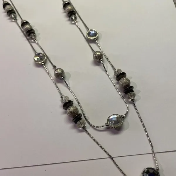 New York & Company NWT $22.95 Silver Tone Multi Strand Costume Jewelry Necklace - Image 3
