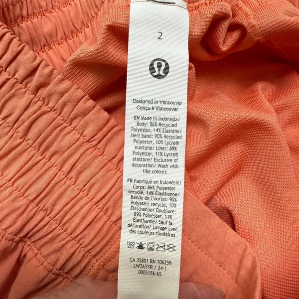 Lululemon Hotty Hot High-Rise Lined Short 2.5" Sunny Coral W7AYYR Size 2 - Image 5