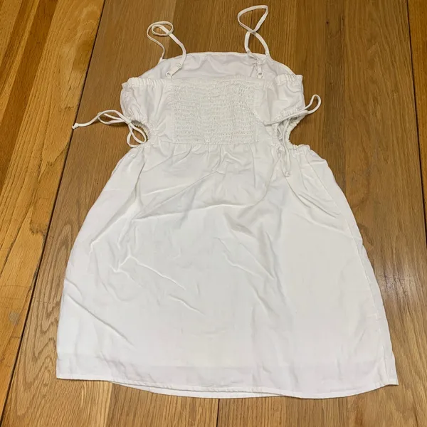 Aerie Women White‎ Linen Blend Cutout Side Tie Mini Dress Summer Size Small S P - Image 4