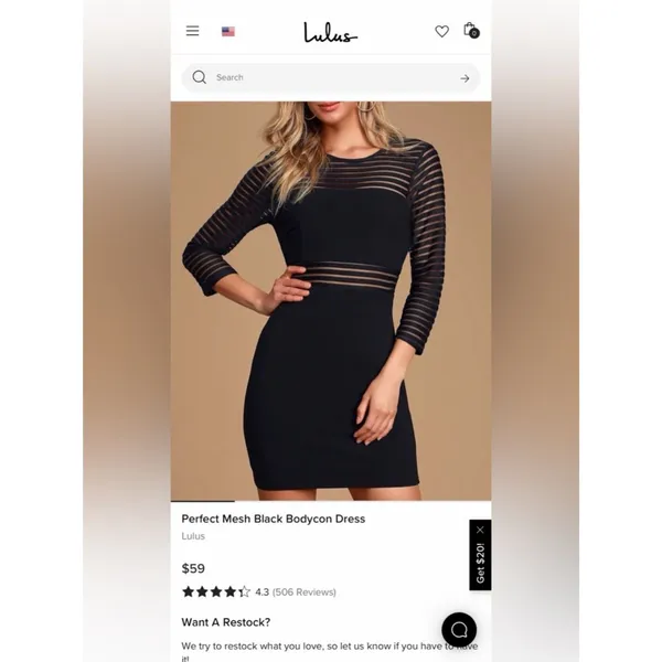 Lulus Women's Perfect Mesh Black Long Sleeve Bodycon Dress Size L (NWT) - Image 4