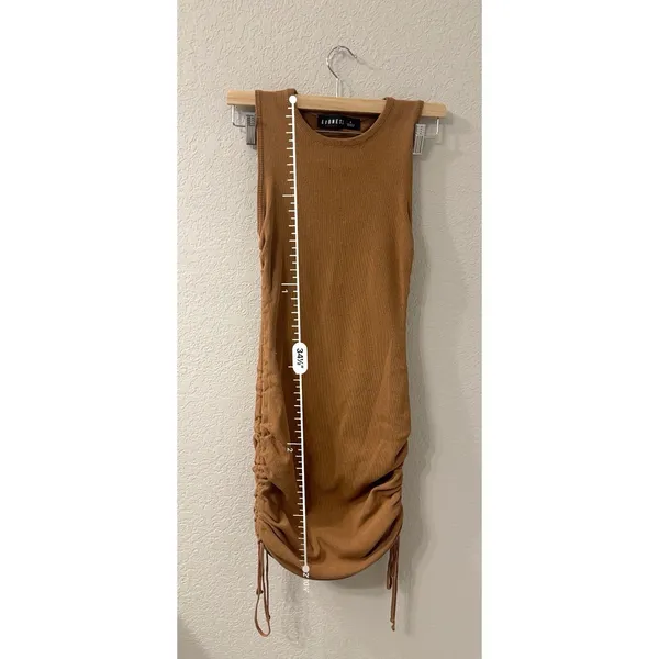 Lioness Women Bodycon Brown Dress Sleeveless Round Neck‎ Knee Length Size S - Image 6