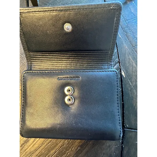 Rolfs Black Genuine Leather Trifold Wallet Zippered‎ Coin Pocket Compact Womens - Image 4