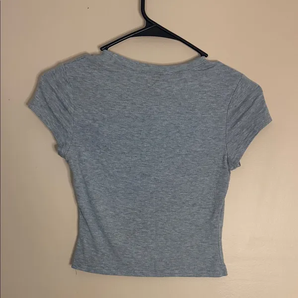 Classic Heather Gray Crop Tee - Women's Short Sleeve Top - Image 2
