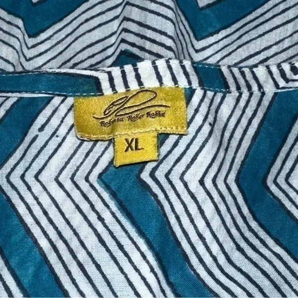 Roberta Roller Rabbit XL Teal Blue White Black Chevron Stripe Henley Cover Up - Image 6
