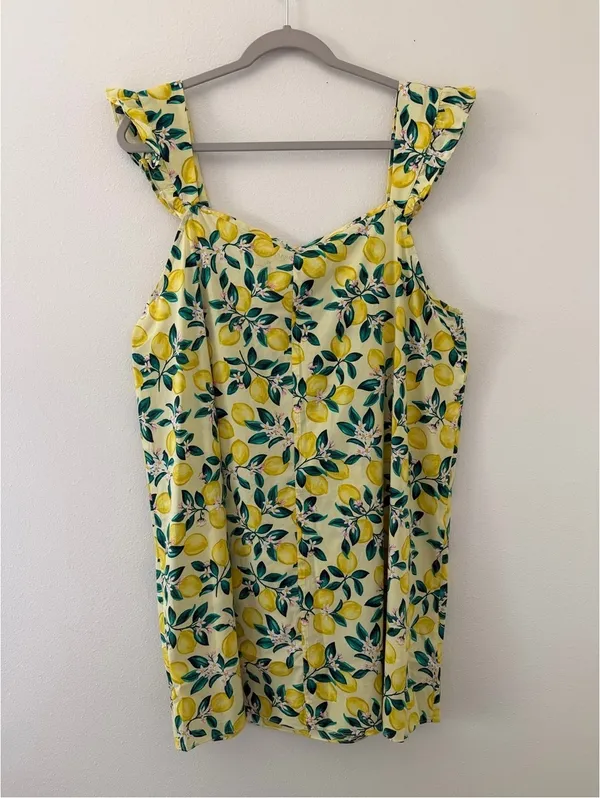 Draper James Woven Chemise Preppy Southern Coquette Lemon Mini Dress size XL - Image 4