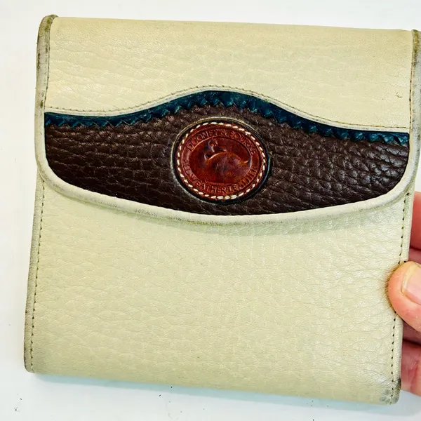 Dooney & Bourke Vintage Wallet, Bone All Weather Leather, British Tan, Kisslock - Image 3