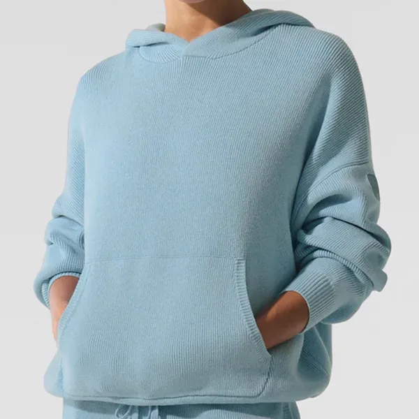 Alo Yoga Scholar Hooded Sweater Celestial Blue Heather S - Image 2