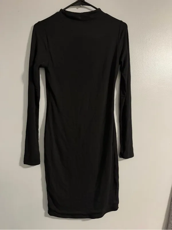 naked wardrobe Black Long Sleeve Bodycon Mini Dress - Image 3