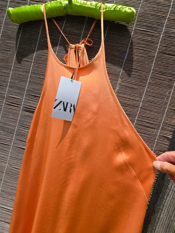 NEW ZARA Maxi Dress Satin Burnt Orange size S - Image 7
