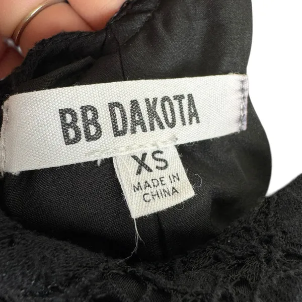 BB Dakota Black Lace Cotton Blend Round Neck V-Neck Back Lined‎ Tank Blouse XS - Image 6