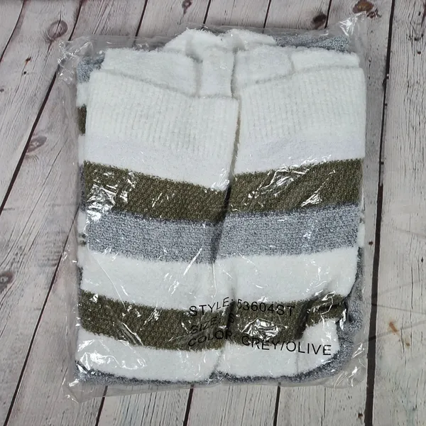Pink Clover Stitch Fix Striped Eyelash Knit Open Front Cardigan Gray‎ Olive S - Image 10
