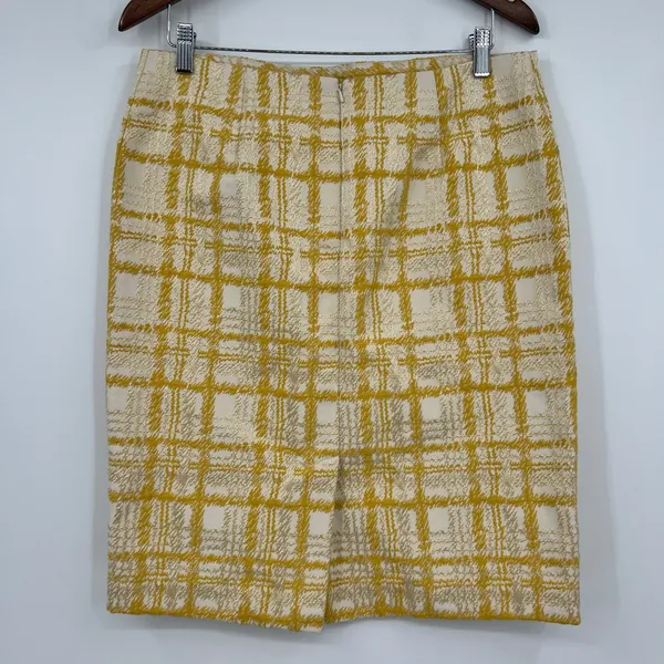 Talbots Womens Tweed Pencil Skirt Yellow White Knee Length Business Casual Sz 10 - Image 3