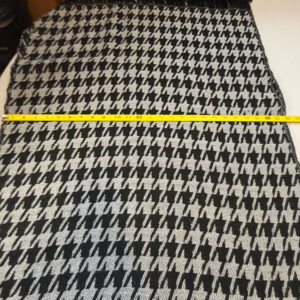 Houndstooth Fringe Poncho Wrap Open Front Shawl Black Grey Woven Cape Womens - Image 6