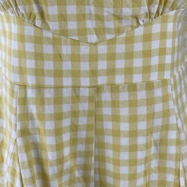 Sky to Moon Gingham Check Plaid Boat Neck Sleeveless Mini Tank Jumpsuit Romper M - Image 2