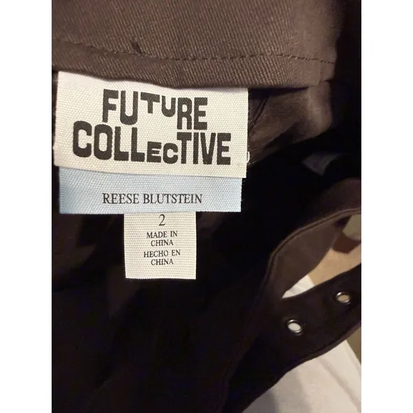 Future Collective Women's Brown High Rise Straight Leg Twill Dress Pants 2 29" - Image 8