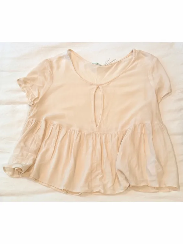Kimchi Blue Cream Keyhole Babydoll Top Rayon - Image 2