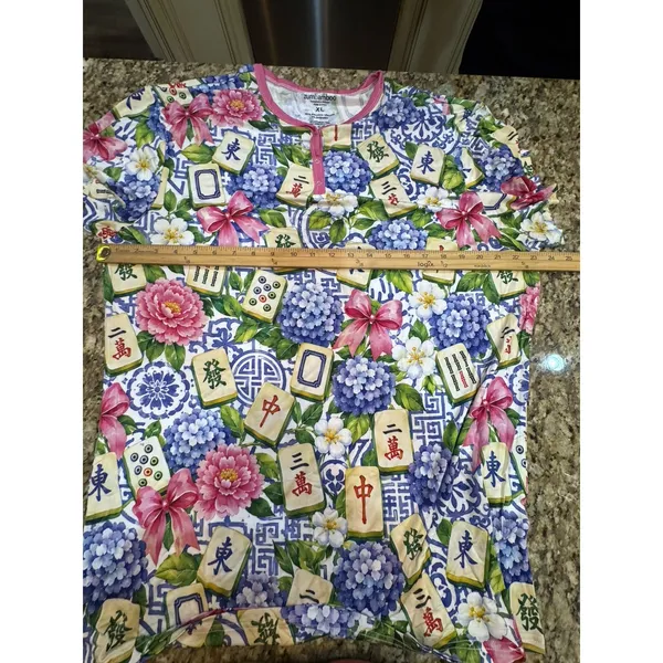 Zumbamboo Mahjong in Bloom Bamboo Women Short Sleeve Short Pajama Set Size XL - Image 6