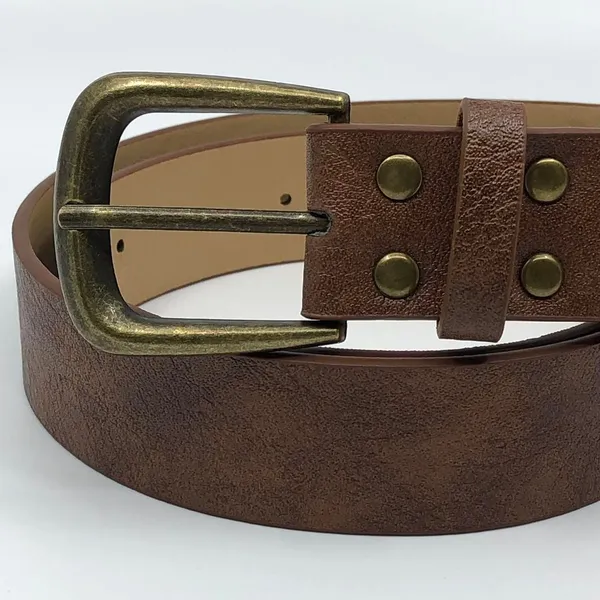 Women’s Brown Belt w/ Antique Brass Buckle, 23.5-34 Inches, X7G9A752 - Image 3