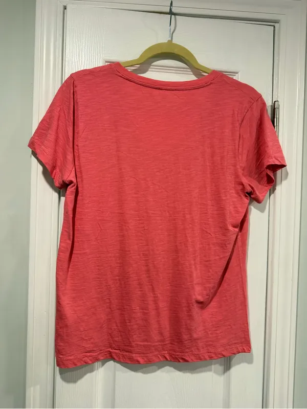NWOT Madewell Size M Pink V Neck Short Sleeve Lightweight Slub Cotton Top - Image 8