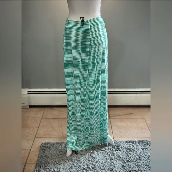 SALE! Green LOFT Outlet Striped Maxi Skirt Size L EUC - Image 2