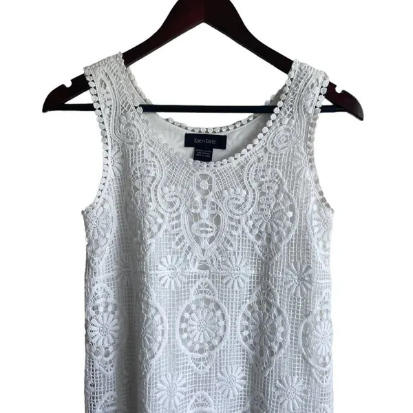 Karen Kane‎ Women Boho Coastal Crochet Lace Mini Dress S Beachy White Sleeveless - Image 4