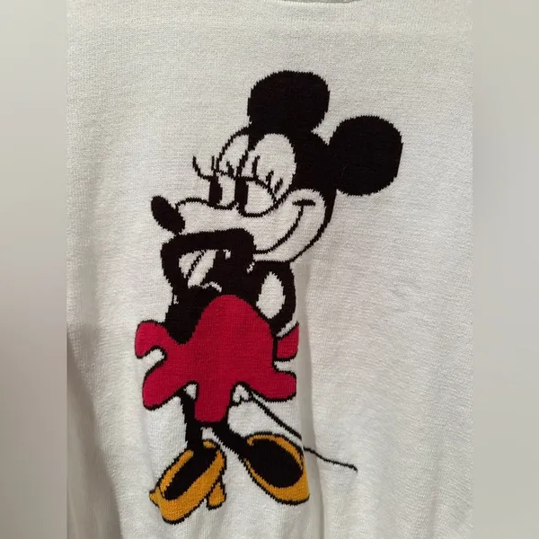 NWOT Disney Forever 21 X vintage Minnie Mouse cropped lightweight Sweater M - Image 2