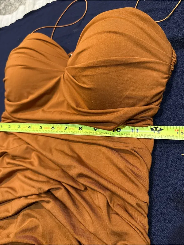 Oh Polly Rust Orange Ruched Maxi Dress - Image 4