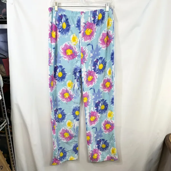 Mayfair Medium Pajama Set Floral Fleece Blue Pink Watercolor‎ Vivid NWT Gift 515 - Image 13