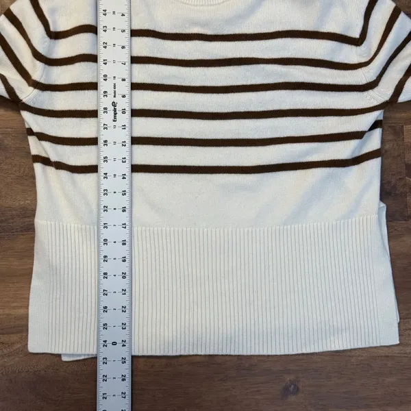 Hatch Maternity Merino Wool Striped Sweater Cream Brown Size 0 - Image 8