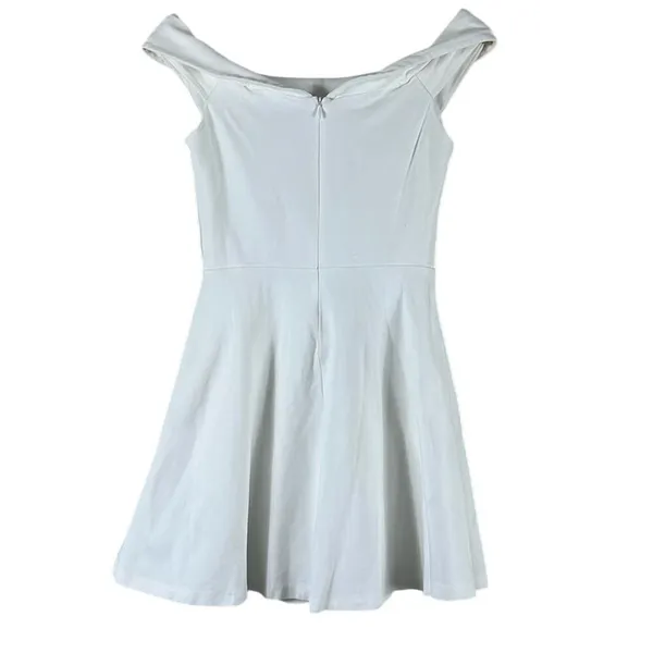 Lulus Off The Shoulder Solid Skater Mini Dress White Bridal Party Size S - Image 6